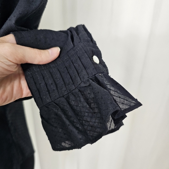 Vintage Bill Atkinson Glen of Michigan black swiss dot ruffled button down 10 - Picture 4 of 7